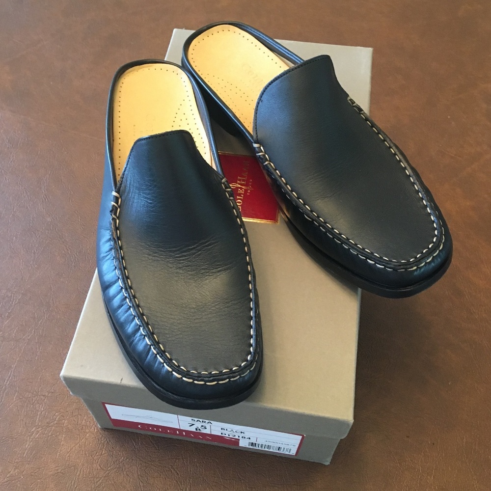 Cole Hahn Black Leather Mule/Loafer 7 1/2